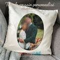 Housse de coussin personnalisée Ovale avec votre photo et prénom